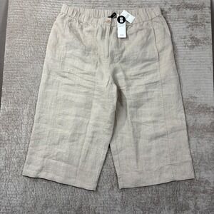 Eileen Fisher Organic Linen Wide Ankle Pant Natural Oatmeal XL SBRII-P4701M NEW